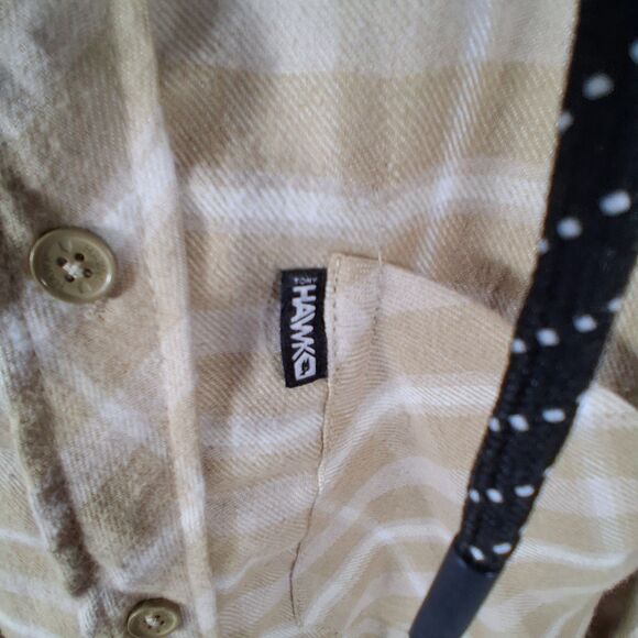 Tony Hawk Flannel Hooded Shirt Mens XL White Cap Tan Plaid Cotton Logo NWT - Picture 2 of 7